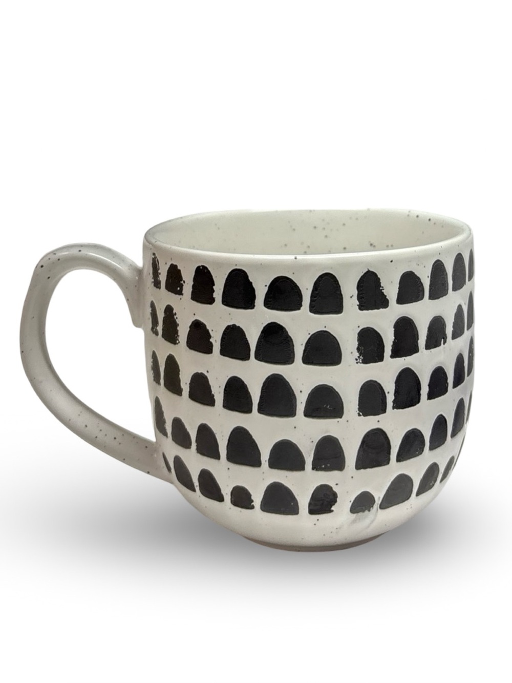The Old Pottery Company Stoneware Hand Glazed Matte Coffee Mug 16oz White Black